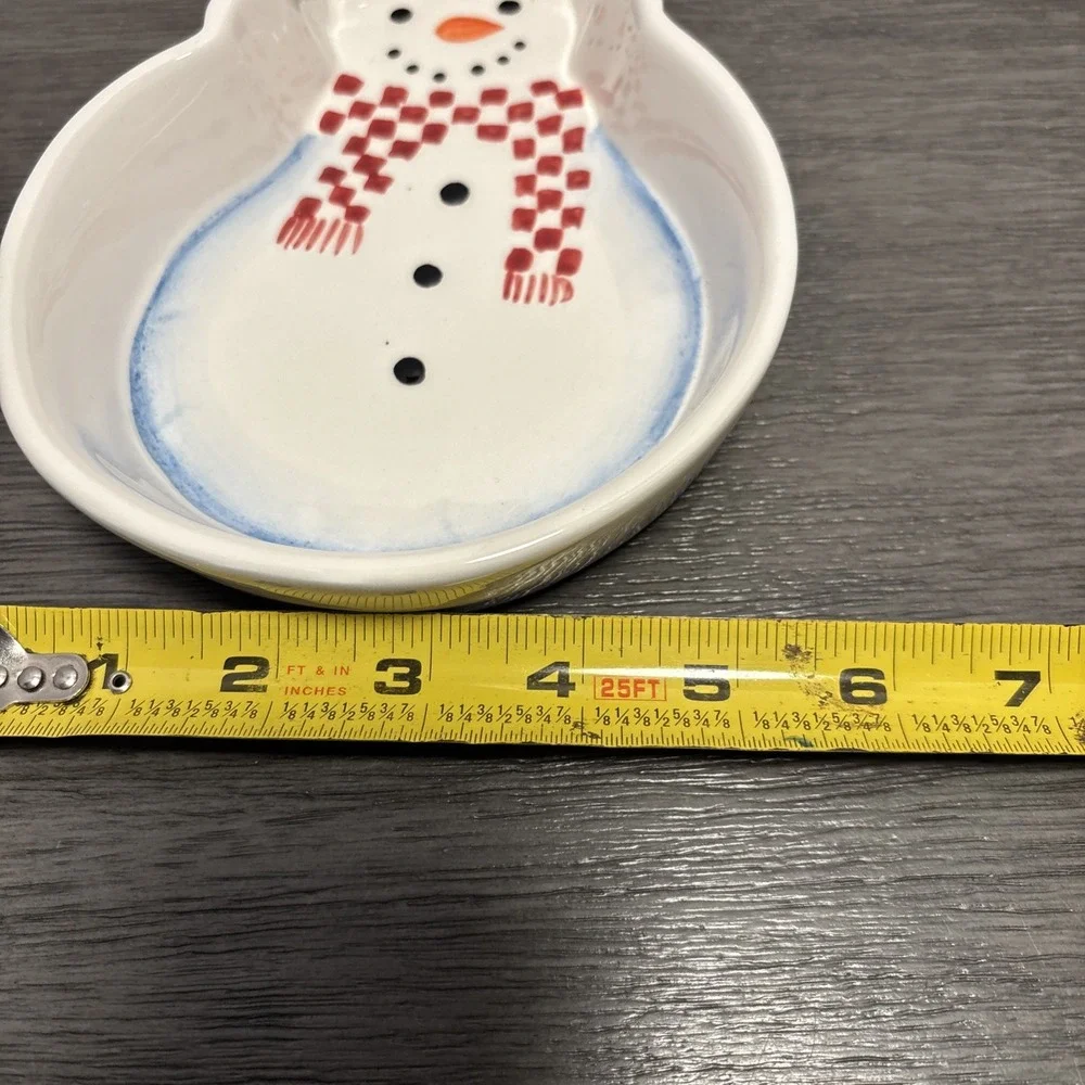 1998 Snowman Ceramic Christmas Trinket Dish Bath & Body Works Holiday‎ Edition
